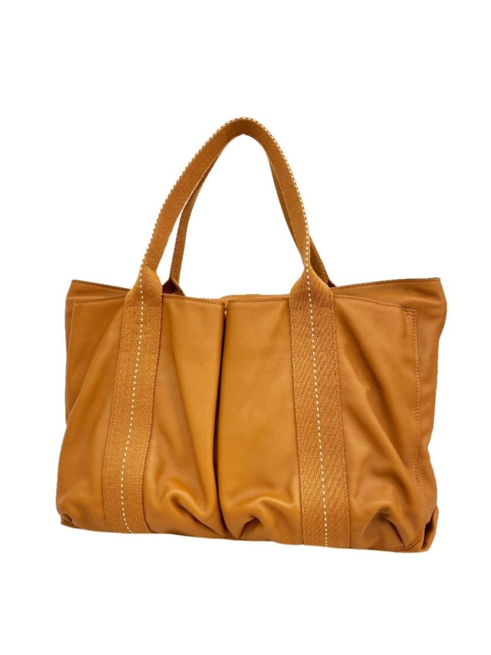 Hermes Tote Bag Caravan Horizontal Leather Brown Silver